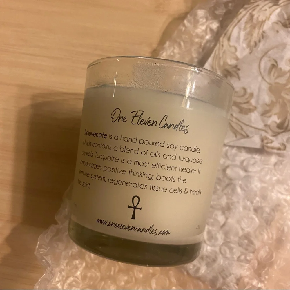 One Eleven Candle Crystal Soy Turquoise Stones Gems new